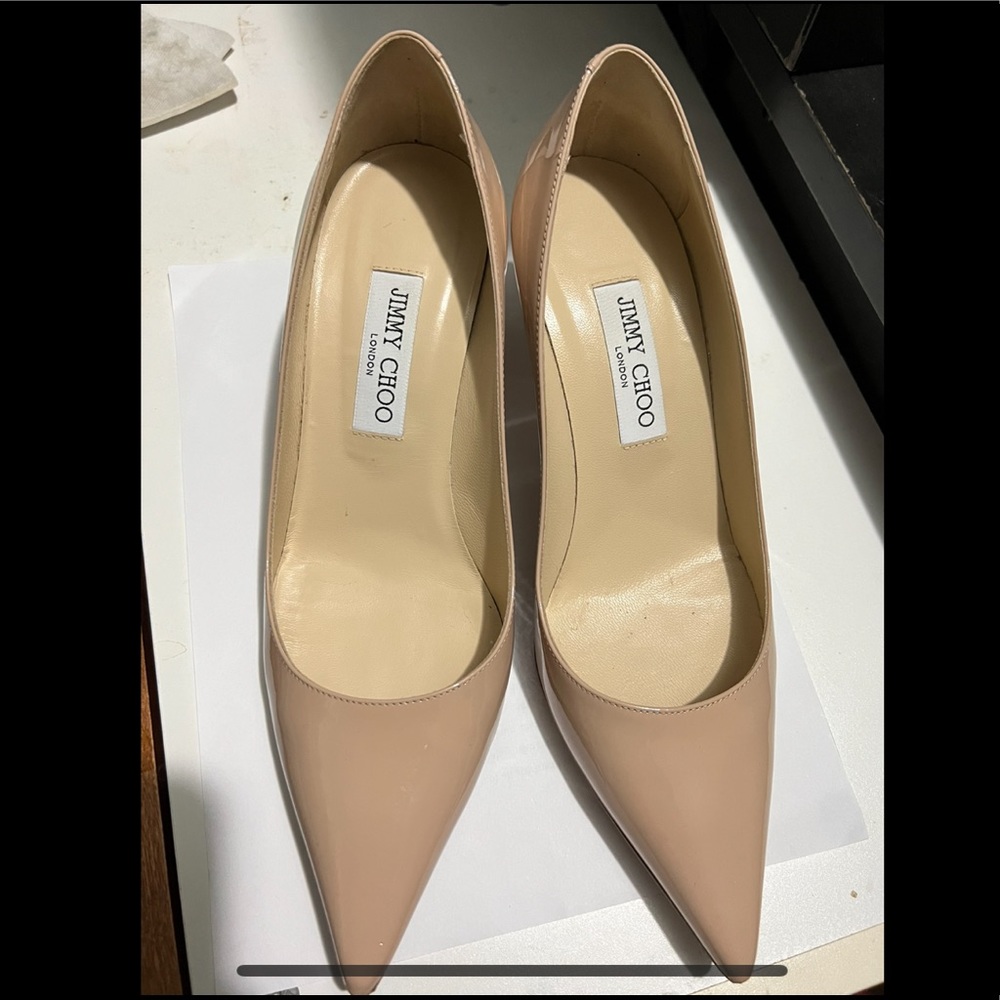 Jimmy Choo Nude Patent Heels